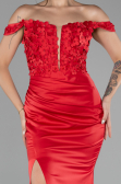Abendkleid Lang Satin Rot ABU4264