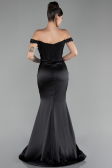 Abendkleid Lang Satin Schwarz ABU4264