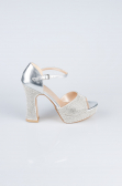 Party-Schuhe Steinbesetzt Silber MJ2228