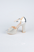 Party-Schuhe Steinbesetzt Silber MJ2228