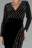 Langes Abendkleid aus Samt in Übergröße Lang Samt Schwarz ABU4277