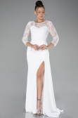 Abendkleid Lang Chiffon Weiß ABU4293