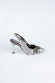 Party-Schuhe Laserschnitt Platin MJ4101