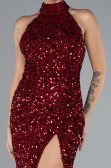 Abendkleid im Meerjungfrau-Stil Lang Schuppig Weinrot ABU4306