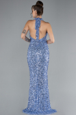 Abendkleid im Meerjungfrau-Stil Lang Schuppig Indigo ABU4306