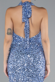 Abendkleid im Meerjungfrau-Stil Lang Schuppig Indigo ABU4306