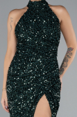 Abendkleid im Meerjungfrau-Stil Lang Schuppig Smaragdgrün ABU4306