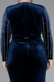 Langes Abendkleid aus Samt in Übergröße Lang Samt Marineblau ABU4277