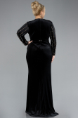 Langes Abendkleid aus Samt in Übergröße Lang Samt Schwarz ABU4277