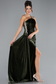Khaki Abendkleid Samt Lang ABU3365