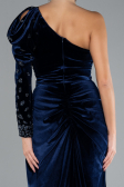 Abendkleid Lang Samt Marineblau ABU4338