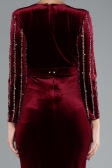 Weinrot Abendkleid Samt Lang ABU4282