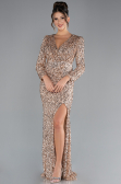 Abendkleid Lang Schuppig Gold ABU4329
