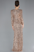 Abendkleid Lang Schuppig Gold ABU4329
