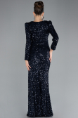 Abendkleid Lang Schuppig Marineblau ABU4329