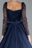 Abendkleid im Meerjungfrau-Stil Lang Satin Marineblau ABU4332