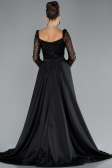 Abendkleid im Meerjungfrau-Stil Lang Satin Schwarz ABU4332
