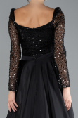 Abendkleid im Meerjungfrau-Stil Lang Satin Schwarz ABU4332