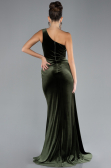 Khaki Abendkleid Samt Lang ABU3365