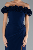Abendkleid im Meerjungfrau-Stil Lang Marineblau ABU4335