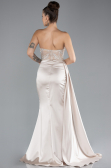 Beige Abendkleid Satin Lang ABU4287