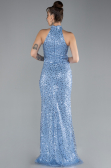 Abendkleid Lang Schuppig Indigo ABU4376