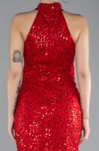 Abendkleid Lang Schuppig Rot ABU4376