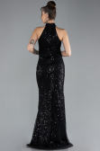 Abendkleid Lang Schuppig Schwarz ABU4376