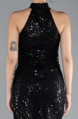 Abendkleid Lang Schuppig Schwarz ABU4376