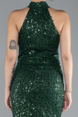 Abendkleid Lang Schuppig Smaragdgrün ABU4376
