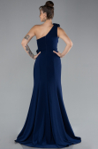 Abendkleid im Meerjungfrau-Stil Lang Marineblau ABU4381