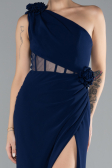 Abendkleid im Meerjungfrau-Stil Lang Marineblau ABU4381