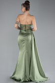 Khaki Abendkleid Satin Lang ABU4366