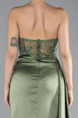 Khaki Abendkleid Satin Lang ABU4366