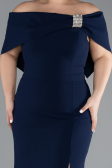 Abendkleid in Übergröße Lang Marineblau ABU3945