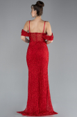 Abendkleid Lang Perlenbesetzt Rot ABU4394
