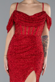 Abendkleid Lang Perlenbesetzt Rot ABU4394