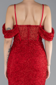 Abendkleid Lang Perlenbesetzt Rot ABU4394