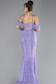 Abendkleid Lang Perlenbesetzt Lila ABU4394
