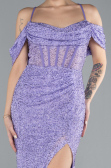 Abendkleid Lang Perlenbesetzt Lila ABU4394