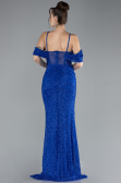 Abendkleid Lang Perlenbesetzt Sächsischblau ABU4394