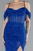 Abendkleid Lang Perlenbesetzt Sächsischblau ABU4394