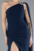 Kleider in Großen Größen Lang Chiffon Marineblau ABU4407