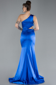 Abschlusskleid Lang Satin Sächsischblau ABU4409