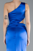 Abschlusskleid Lang Satin Sächsischblau ABU4409