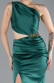 Abschlusskleid Lang Satin Smaragdgrün ABU4409