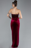 Abendkleid Lang Samt Weinrot ABU4405