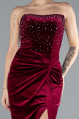 Abendkleid Lang Samt Weinrot ABU4405