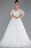 Brautkleid in Großen Größen Lang Weiß ABU4451