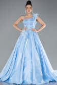 Designer Abendkleid Lang Satin Blau ABU4438